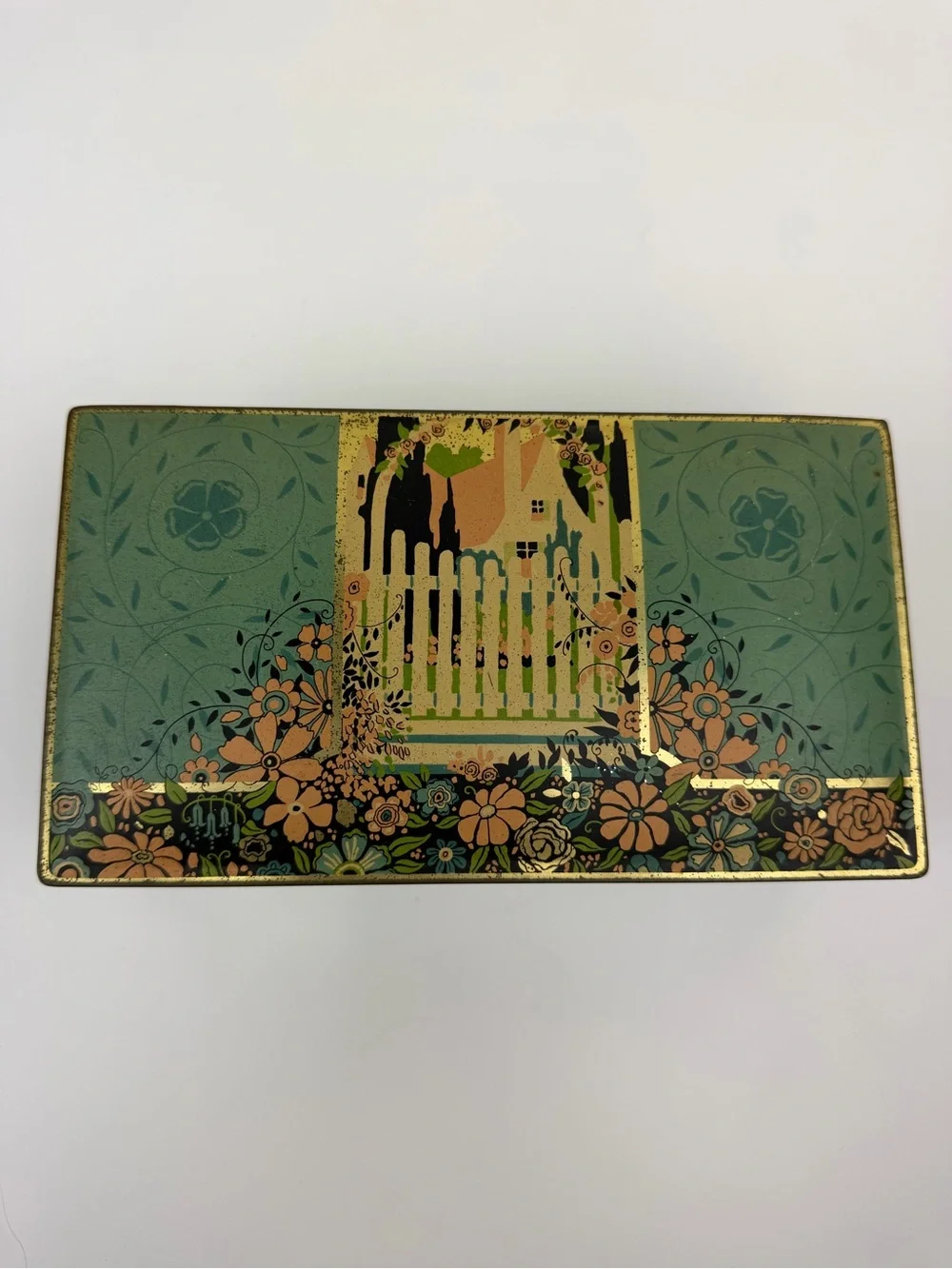 Vintage George C. Miller & Co. Floral Lithograph Hinged Candy Tin Box